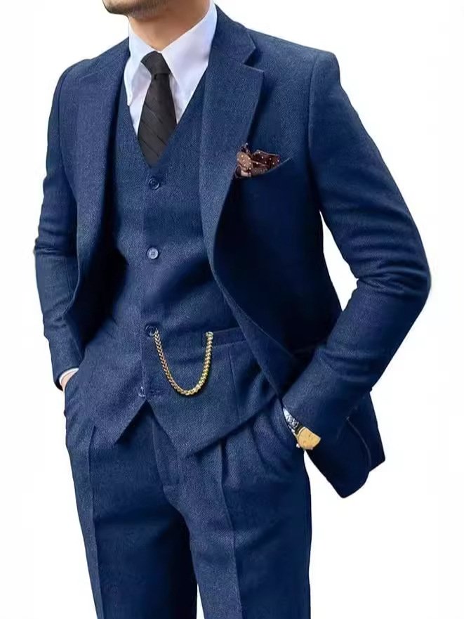 Mens Herringbone Three-Piece Suit Set - Image 2