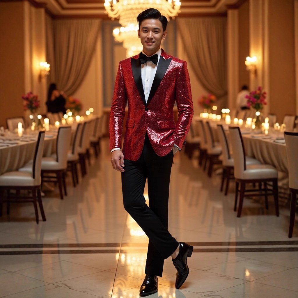 Mens Sequined Dinner Suit - Image 2