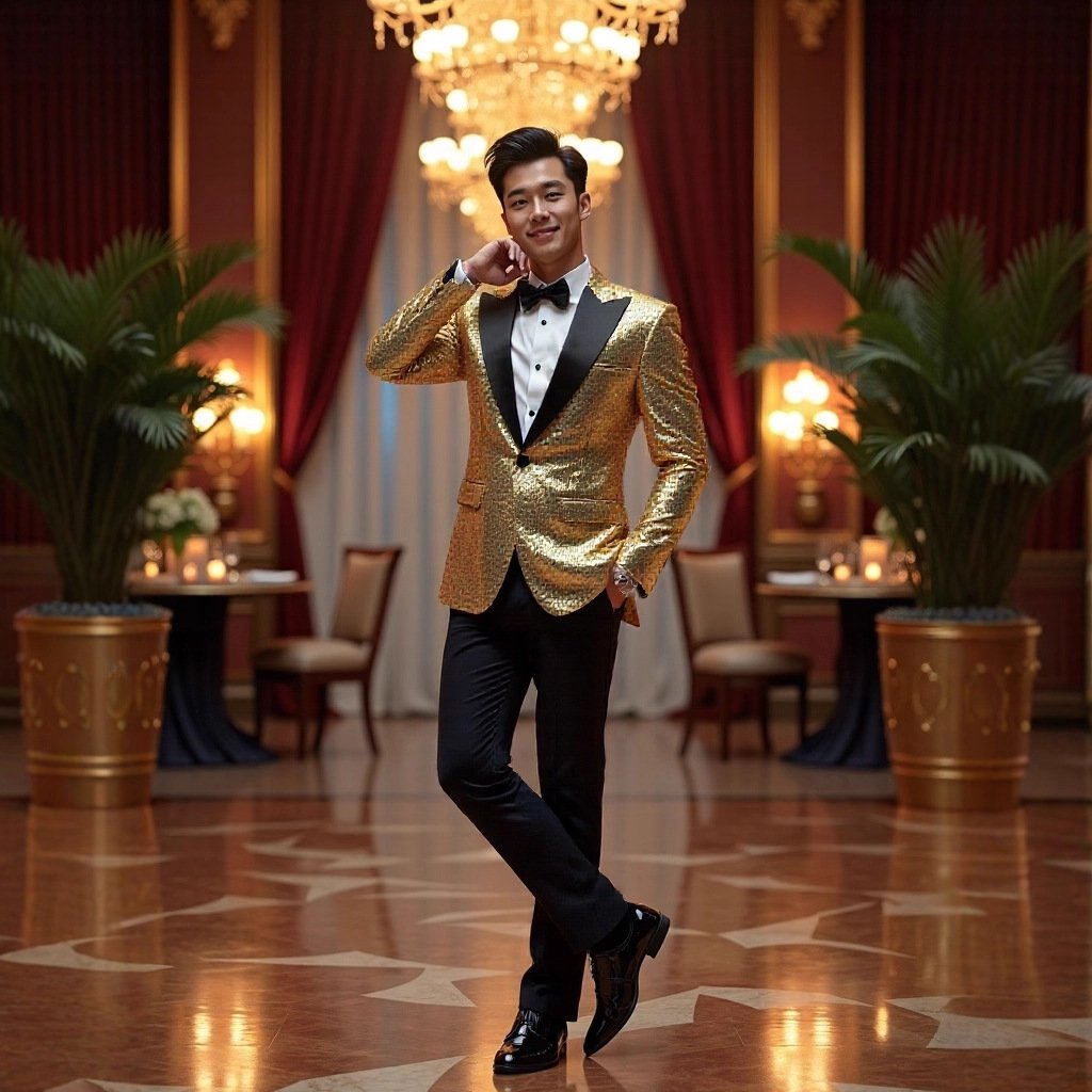 Mens Sequined Dinner Suit - Image 3