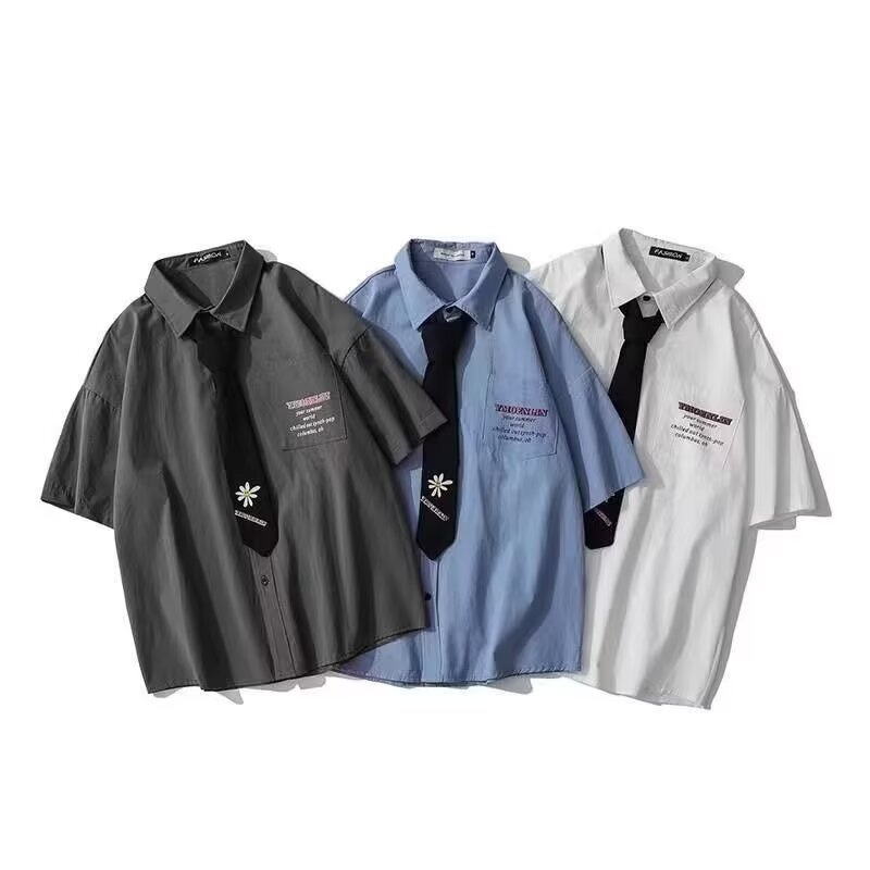 Summer White Shirt for Men and Women, Short-Sleeved, Loose Fit, 2026 New Niche Dk Uniform Shirt, Cross-Border Trade - Image 3
