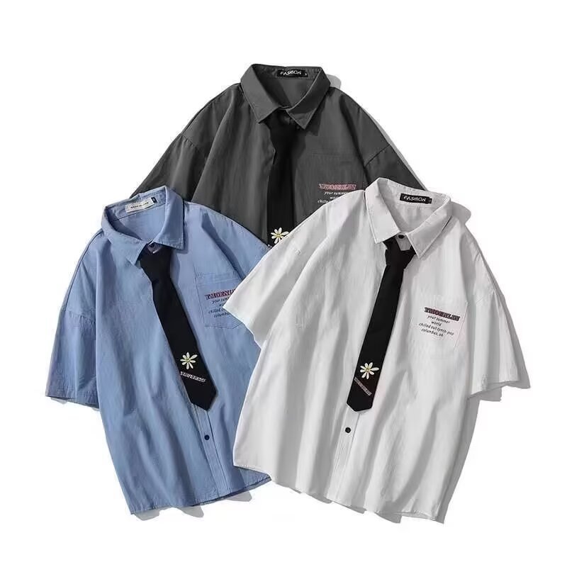 Summer White Shirt for Men and Women, Short-Sleeved, Loose Fit, 2026 New Niche Dk Uniform Shirt, Cross-Border Trade - Image 2