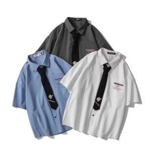 Summer White Shirt for Men and Women, Short-Sleeved, Loose Fit, 2026 New Niche Dk Uniform Shirt, Cross-Border Trade