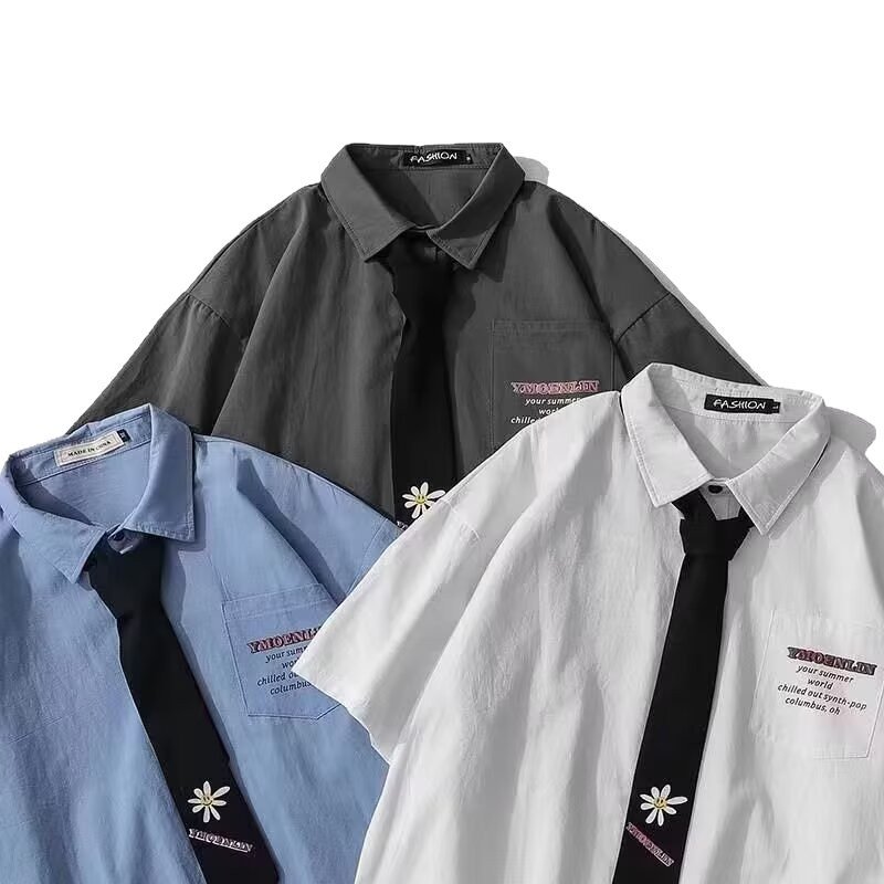 Summer White Shirt for Men and Women, Short-Sleeved, Loose Fit, 2026 New Niche Dk Uniform Shirt, Cross-Border Trade - Image 6