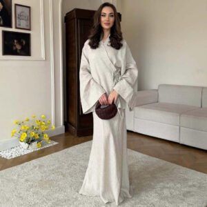 Amazon 2026 New European and American Style V-Neck Long-Sleeve Loose Cool Simple Japanese-Style Top and Bodycon Skirt Set