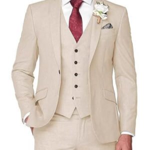 Mens Three-Piece Slim Fit Suit for Business and Wedding