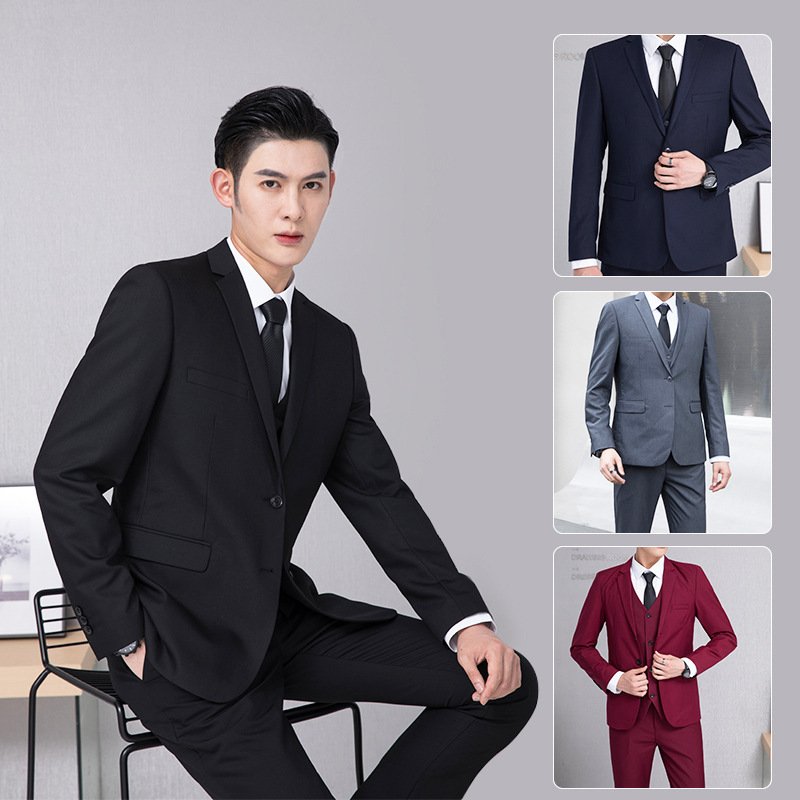 Mens Slim Fit Three-Piece Business Suit
